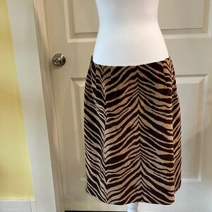 Talbots Tiger Animal Print Velvet Pencil Skirt Stretch Waist Fall Winter